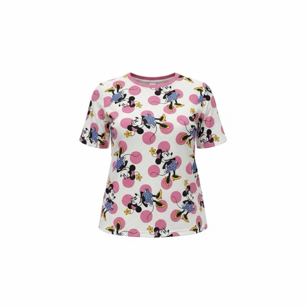 DISNEY Mickey & Co Nightshirt Minnie Mouse Women Sz 3X White W/Pink Polka dots